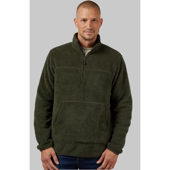 Men's Cozy Thermal Fleece 1/4 Quarter Zip Pullover Olive Green Father's Day XXL - Picture 3 of 4
